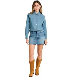 FAHERTY Denim Snap Closure Shirt, Western Style, Size Small